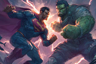 draw into amazing cartoon superhero or hulk  character