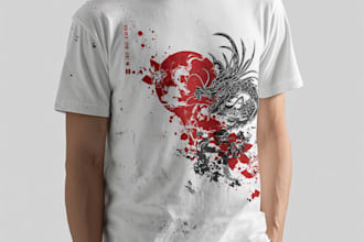 draw japanese illustration for t shirt