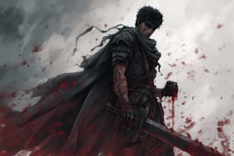 draw custom dark berserk style art in high quality