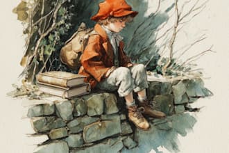 draw book illustration in watercolor