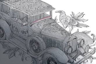 do a highly detailed graphic line art and sketch