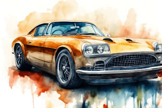 create a custom car watercolor portrait of your picture