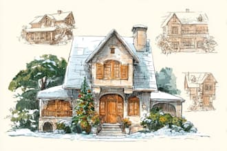 draw illustrations or sketches of your house and buildings