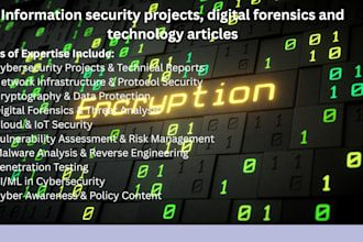 perform information security projects, digital forensics and technology articles