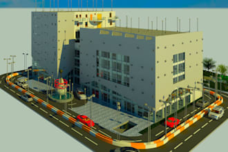 do comercial buildings interior and exterior 3d visualization