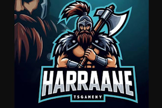 do custom axe barbarian warrior mascot logo design