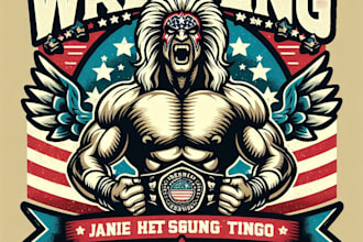 design high quality wrestling logo with t shirt design