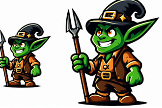 make an amazing goblin cartoon character logo design in 12 hours