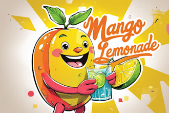 design mango drink lemonade juice logo within new concepts
