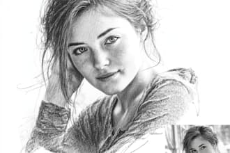 create realistic hand drawn portrait from your photo