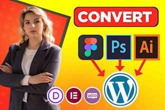 convert figma or PSD design to wordpress with divi or elementor