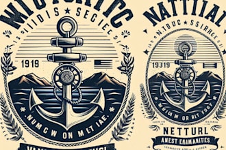 design high quality nautical logo with t shirt design
