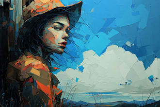 do expressive colorful abstract portraits
