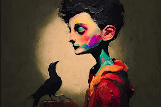 draw abstract art colorful digital oil painting portrait