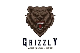design eye catchy colorful grizzly logo