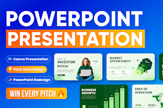 do powerpoint slides, pitch deck design, canva presentation, google slides