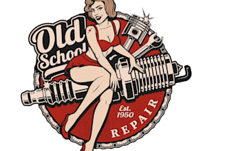design a custom retro pin up girl logo with vintage style