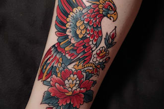 do premium trash polka design , sleeve tattoo