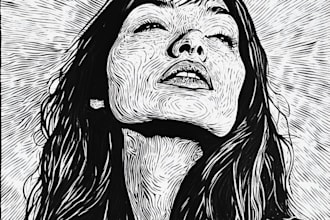 draw high quality linocut illustration for shirt design