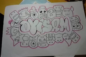 create cartoon doodle art illustration for your project