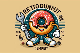 design a retro doughnut mascot logo creative concept