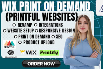 build develop wix squarespace  printful printify website redesign shop store