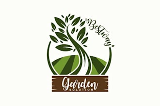 design natural happy vegetable garden logo