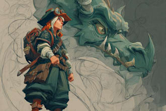 draw concept art, comic art and fantasy illustrations of