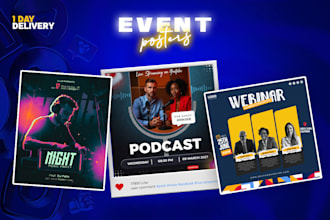 design professional illustrated or digital event posters