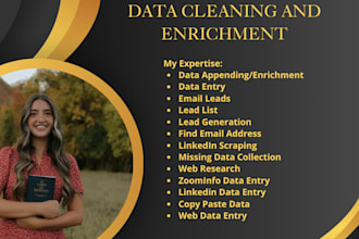 do data enrichment, data appending and missing data collection, data entry