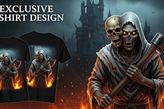 create a unique custom horror t shirt,pet , summer,yoga,crossfit,gym t shirt