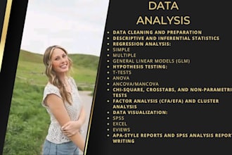 do data analysis, interpretation of research in spss analysis, python, excel