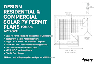 design residential or commercial solar permit plans ev charger plans