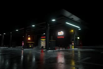 a 3d gas station, fuel station, oil station, filling station