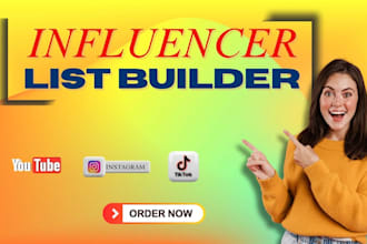 research instagram youtube and tiktok influencer email lists