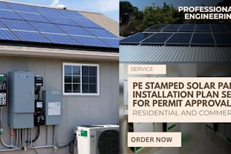 create pe stamped solar panel installation plan sets for permit approval