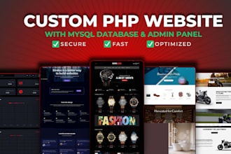 develop a secure custom website with mysql database and admin panel