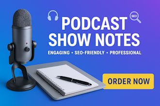 create SEO optimized podcast show notes to grow your audience, podcast show note