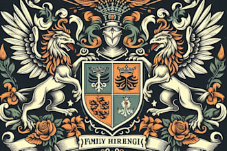 design high quality heraldic family crest coat of arms logo t shirt design