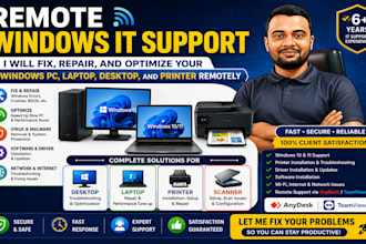 fix, repair and optimize your windows PC, laptop, desktop and printer remotely