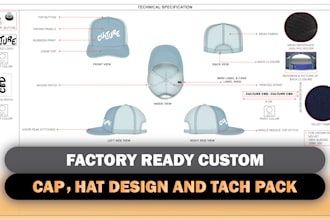 design custom hat and cap with a detailed techpack
