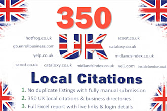 do 350 UK local citations and directory submission for local SEO