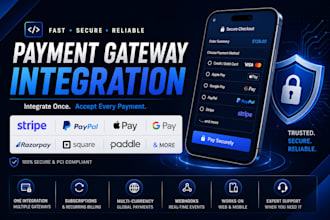 integrate payment gateway stripe, paypal, apple pay, google pay for your website