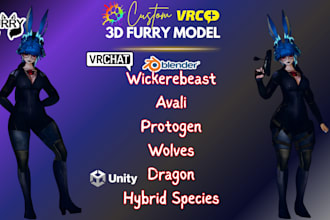 do custom vrchat avatar, anime vrc avatar, 3d nsfw furry model, vr character