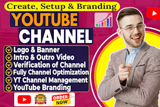create, setup and design youtube channel with branding