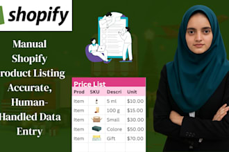 do shopify product listing and data entry