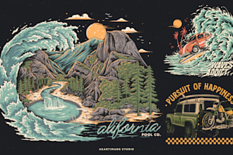 create cool vintage illustration