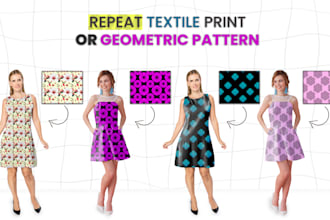 create seamless repeat textile print and geometric pattern