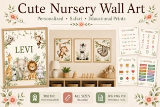 design personalized nursery wall art printable for kids room