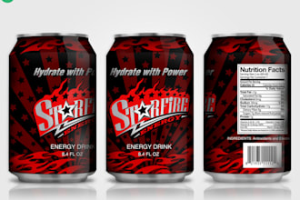 custom can label design, beverage packaging design